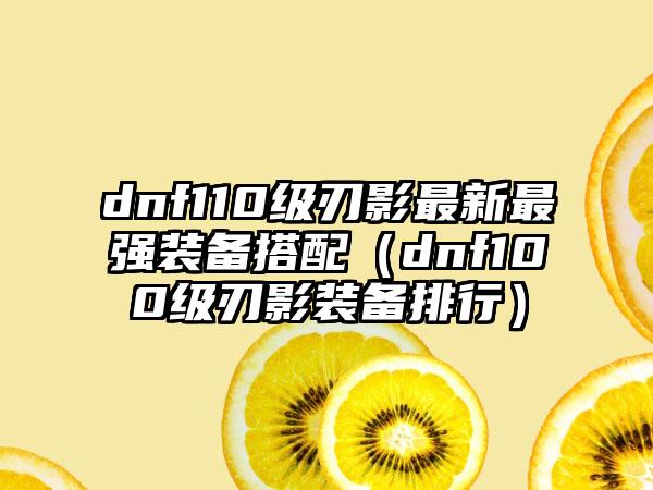 dnf110级刃影最新最强装备搭配（dnf100级刃影装备排行）