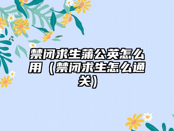 禁闭求生蒲公英怎么用（禁闭求生怎么通关）