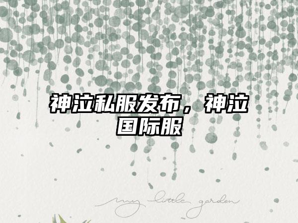 神泣私服发布，神泣国际服