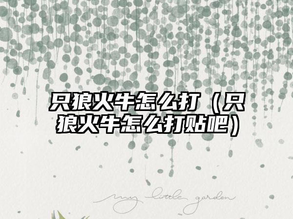 只狼火牛怎么打（只狼火牛怎么打贴吧）