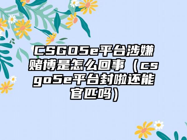 CSGO5e平台涉嫌赌博是怎么回事（csgo5e平台封啦还能官匹吗）