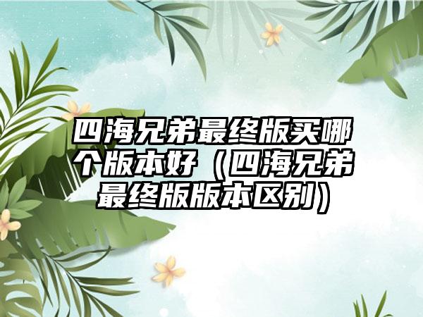 四海兄弟最终版买哪个版本好（四海兄弟最终版版本区别）