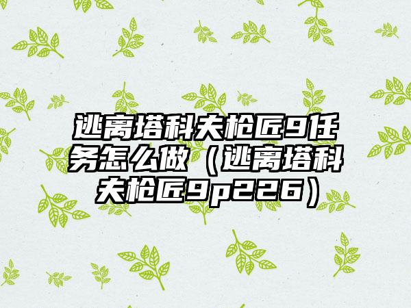 逃离塔科夫枪匠9任务怎么做（逃离塔科夫枪匠9p226）