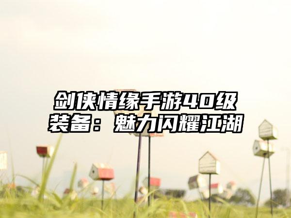 剑侠情缘手游40级装备：魅力闪耀江湖