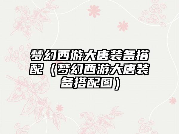 梦幻西游大唐装备搭配(梦幻西游大唐装备搭配图)