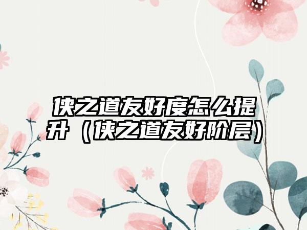 侠之道友好度怎么提升（侠之道友好阶层）