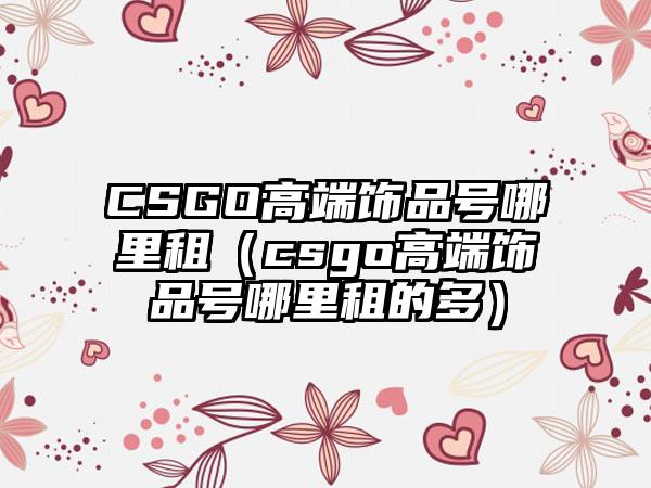 CSGO高端饰品号哪里租（csgo高端饰品号哪里租的多）
