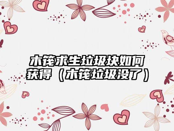 木筏求生垃圾块如何获得（木筏垃圾没了）