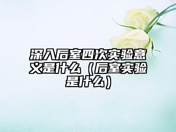 深入后室四次实验意义是什么（后室实验是什么）