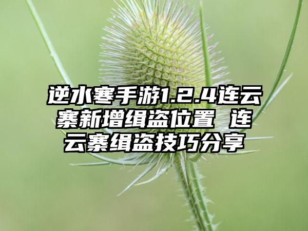 逆水寒手游1.2.4连云寨新增缉盗位置 连云寨缉盗技巧分享