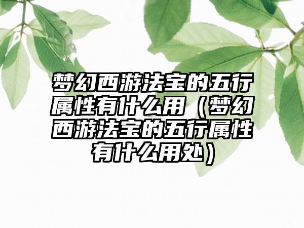 梦幻西游法宝的五行属性有什么用（梦幻西游法宝的五行属性有什么用处）