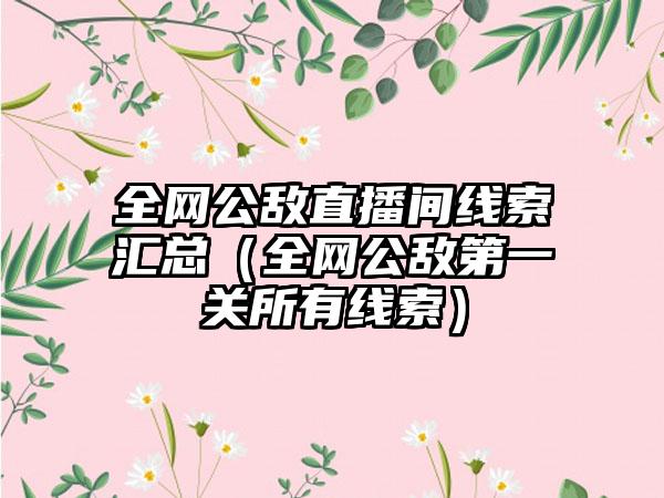 全网公敌直播间线索汇总（全网公敌第一关所有线索）