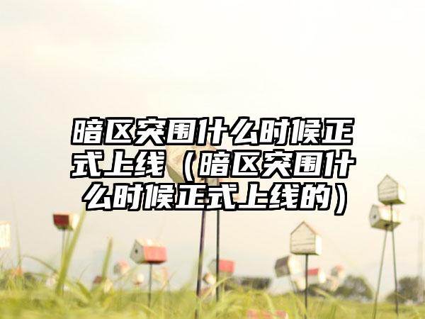 暗区突围什么时候正式上线（暗区突围什么时候正式上线的）