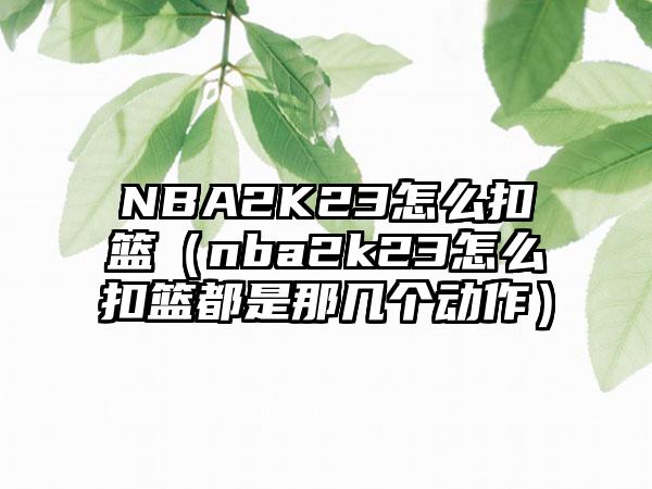 NBA2K23怎么扣篮（nba2k23怎么扣篮都是那几个动作）