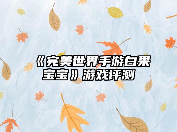 《完美世界手游白果宝宝》游戏评测