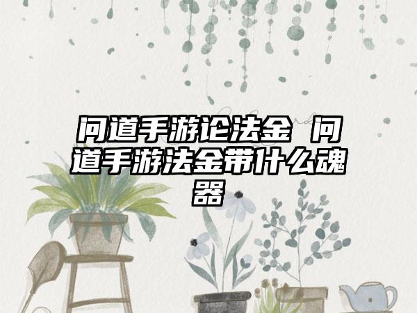 问道手游论法金 问道手游法金带什么魂器
