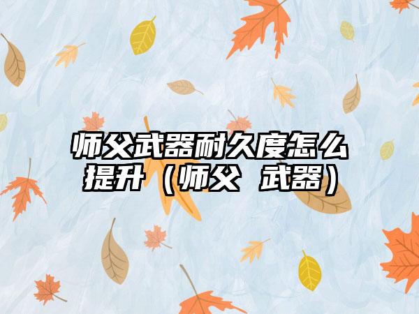 师父武器耐久度怎么提升（师父 武器）
