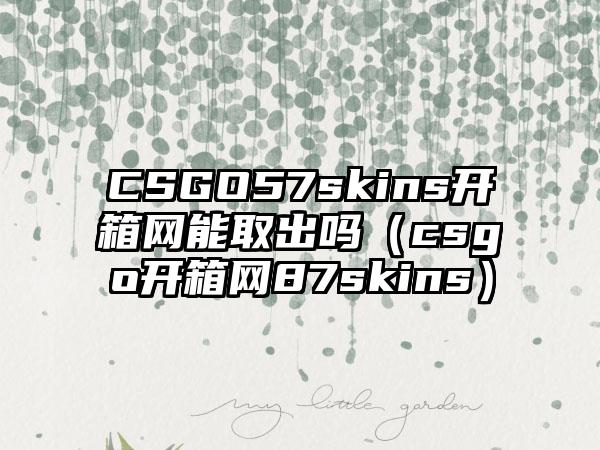 CSGO57skins开箱网能取出吗（csgo开箱网87skins）