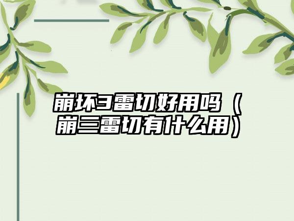 崩坏3雷切好用吗（崩三雷切有什么用）
