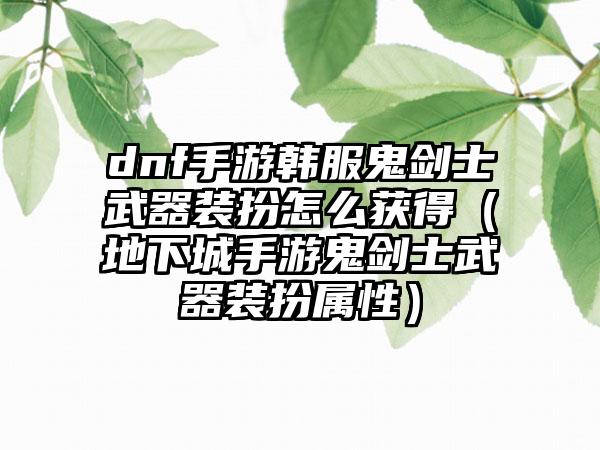 dnf手游韩服鬼剑士武器装扮怎么获得（地下城手游鬼剑士武器装扮属性）