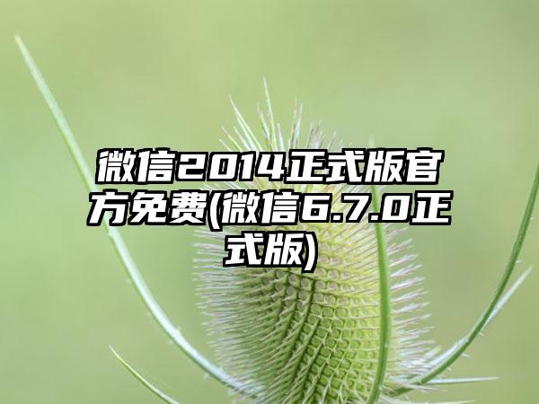 微信2014正式版官方免费(微信6.7.0正式版)
