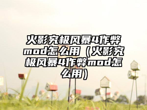 火影究极风暴4作弊mod怎么用（火影究极风暴4作弊mod怎么用）
