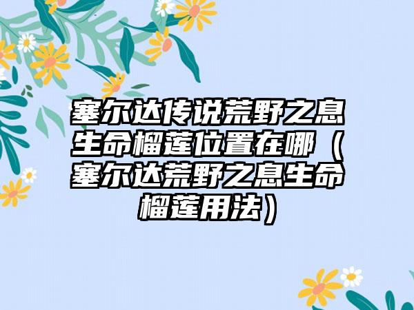 塞尔达传说荒野之息生命榴莲位置在哪（塞尔达荒野之息生命榴莲用法）