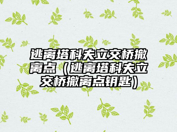 逃离塔科夫立交桥撤离点（逃离塔科夫立交桥撤离点钥匙）