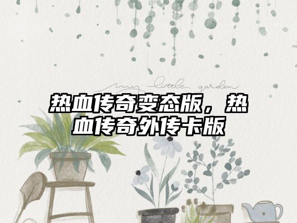 热血传奇变态版，热血传奇外传卡版