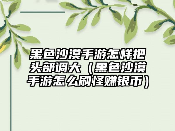 黑色沙漠手游怎样把头部调大（黑色沙漠手游怎么刷怪赚银币）