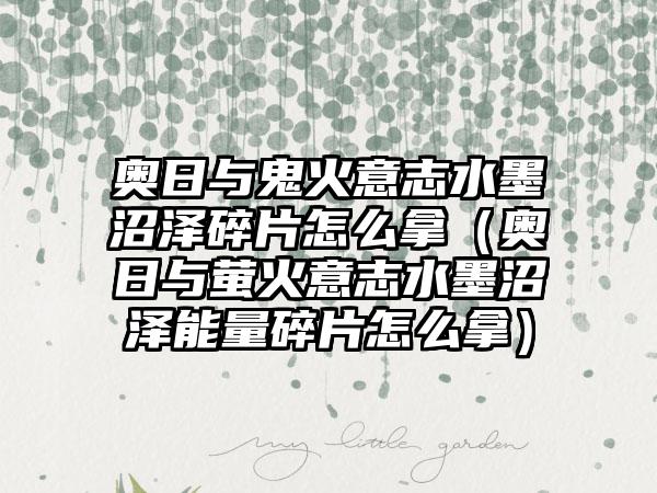 奥日与鬼火意志水墨沼泽碎片怎么拿（奥日与萤火意志水墨沼泽能量碎片怎么拿）