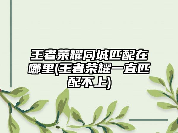 王者荣耀同城匹配在哪里(王者荣耀一直匹配不上)