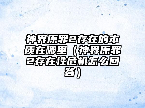 神界原罪2存在的本质在哪里（神界原罪2存在性危机怎么回答）
