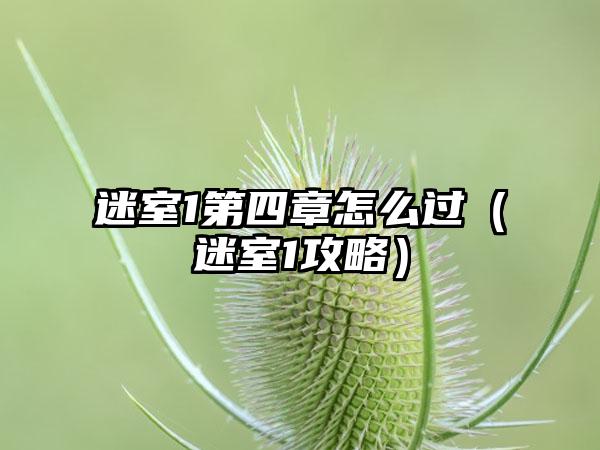 迷室1第四章怎么过（迷室1攻略）