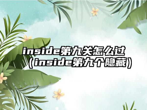 inside第九关怎么过（inside第九个隐藏）