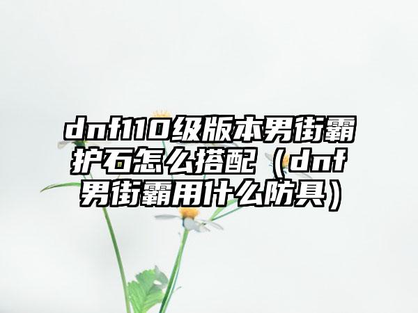 dnf110级版本男街霸护石怎么搭配（dnf男街霸用什么防具）