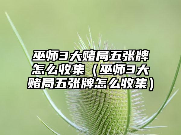 巫师3大赌局五张牌怎么收集（巫师3大赌局五张牌怎么收集）