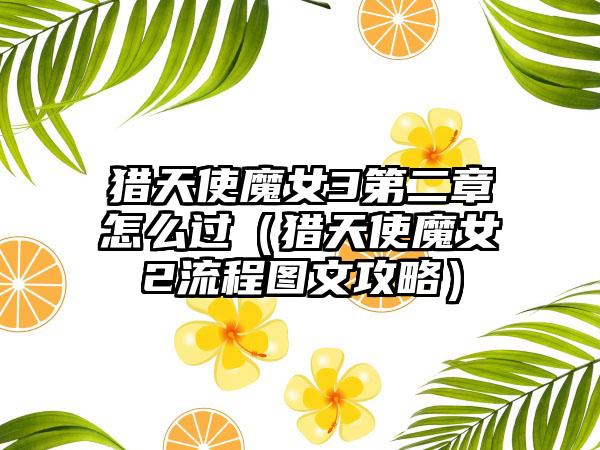 猎天使魔女3第二章怎么过（猎天使魔女2流程图文攻略）