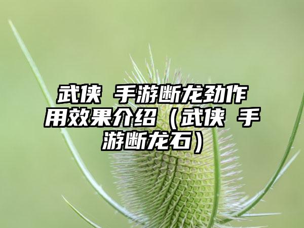 武侠乂手游断龙劲作用效果介绍（武侠乂手游断龙石）