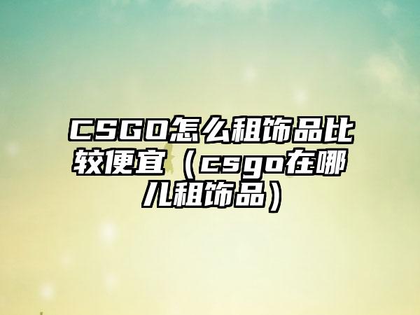 CSGO怎么租饰品比较便宜（csgo在哪儿租饰品）