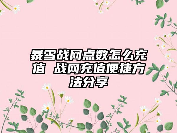 暴雪战网点数怎么充值 战网充值便捷方法分享