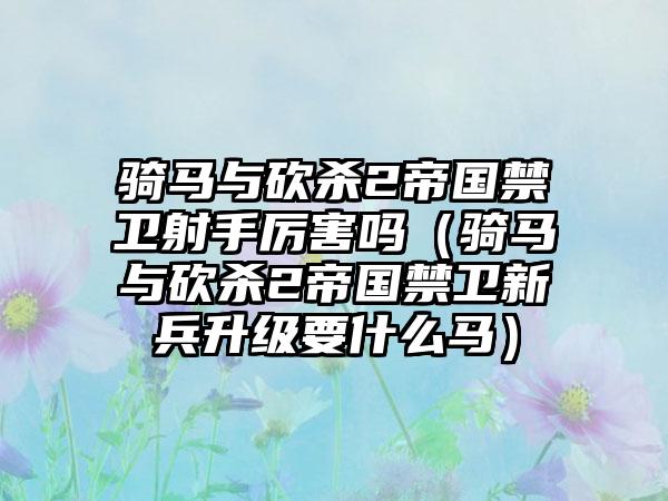 骑马与砍杀2帝国禁卫射手厉害吗（骑马与砍杀2帝国禁卫新兵升级要什么马）