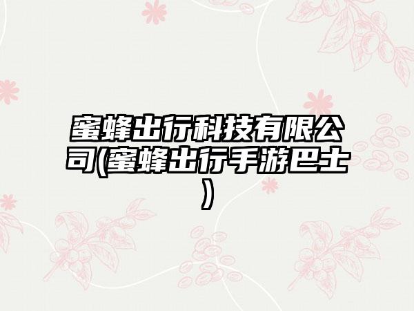 蜜蜂出行科技有限公司(蜜蜂出行手游巴士)