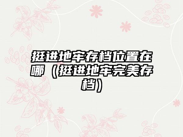挺进地牢存档位置在哪（挺进地牢完美存档）
