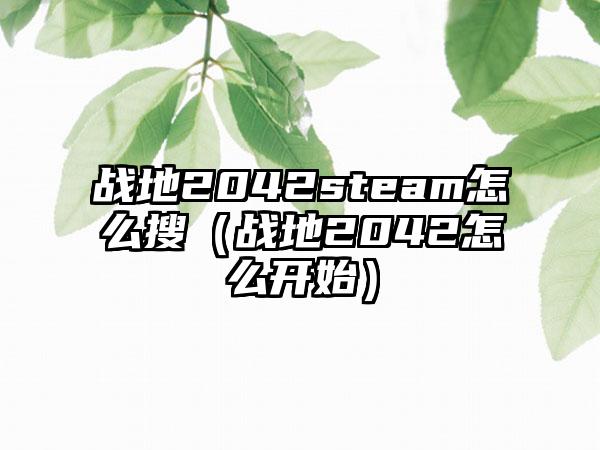 战地2042steam怎么搜（战地2042怎么开始）