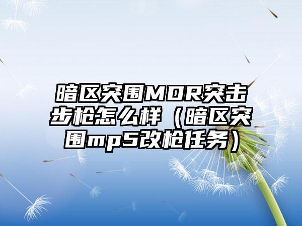 暗区突围MDR突击步枪怎么样（暗区突围mp5改枪任务）