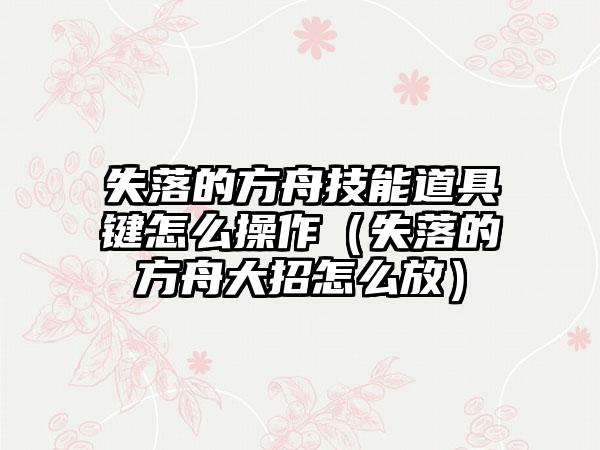 失落的方舟技能道具键怎么操作（失落的方舟大招怎么放）