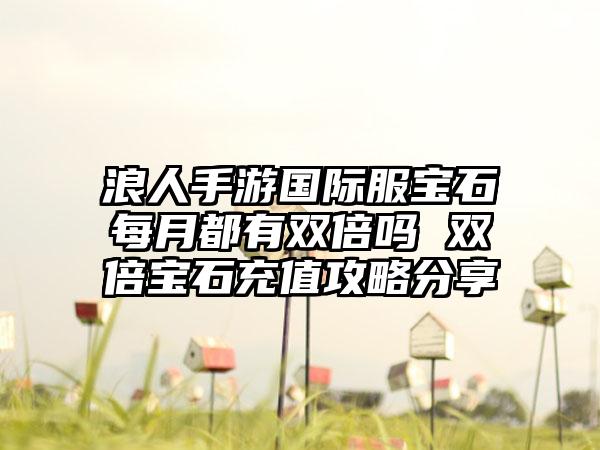 浪人手游国际服宝石每月都有双倍吗 双倍宝石充值攻略分享