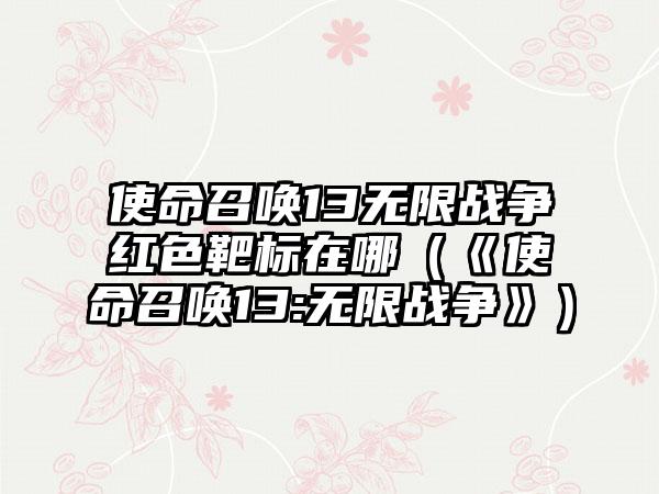 使命召唤13无限战争红色靶标在哪（《使命召唤13:无限战争》）