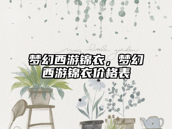 梦幻西游锦衣，梦幻西游锦衣价格表